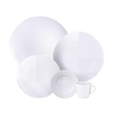 Aparelho De Jantar Tramontina Grid Em Porcelana Decorada 20 Peças