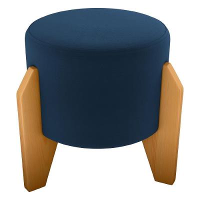 Puff Decorativo Para Sala Luxo 44x44 Cm Veludo Milani Store Azul