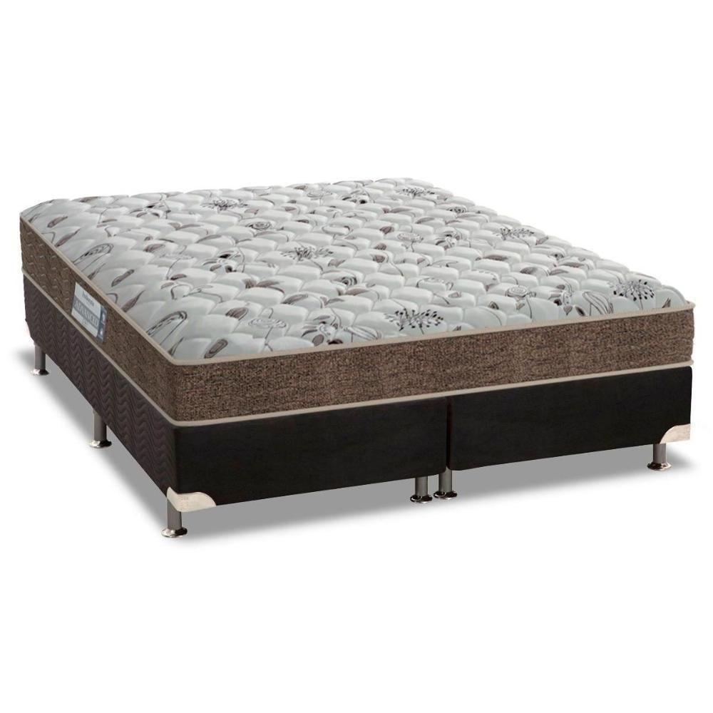 Cama Box King: Colchão Espuma D45 Probel Hiper Resistente Pró Dormir Sênior + Base CRC Suede Black(193x203) - 1