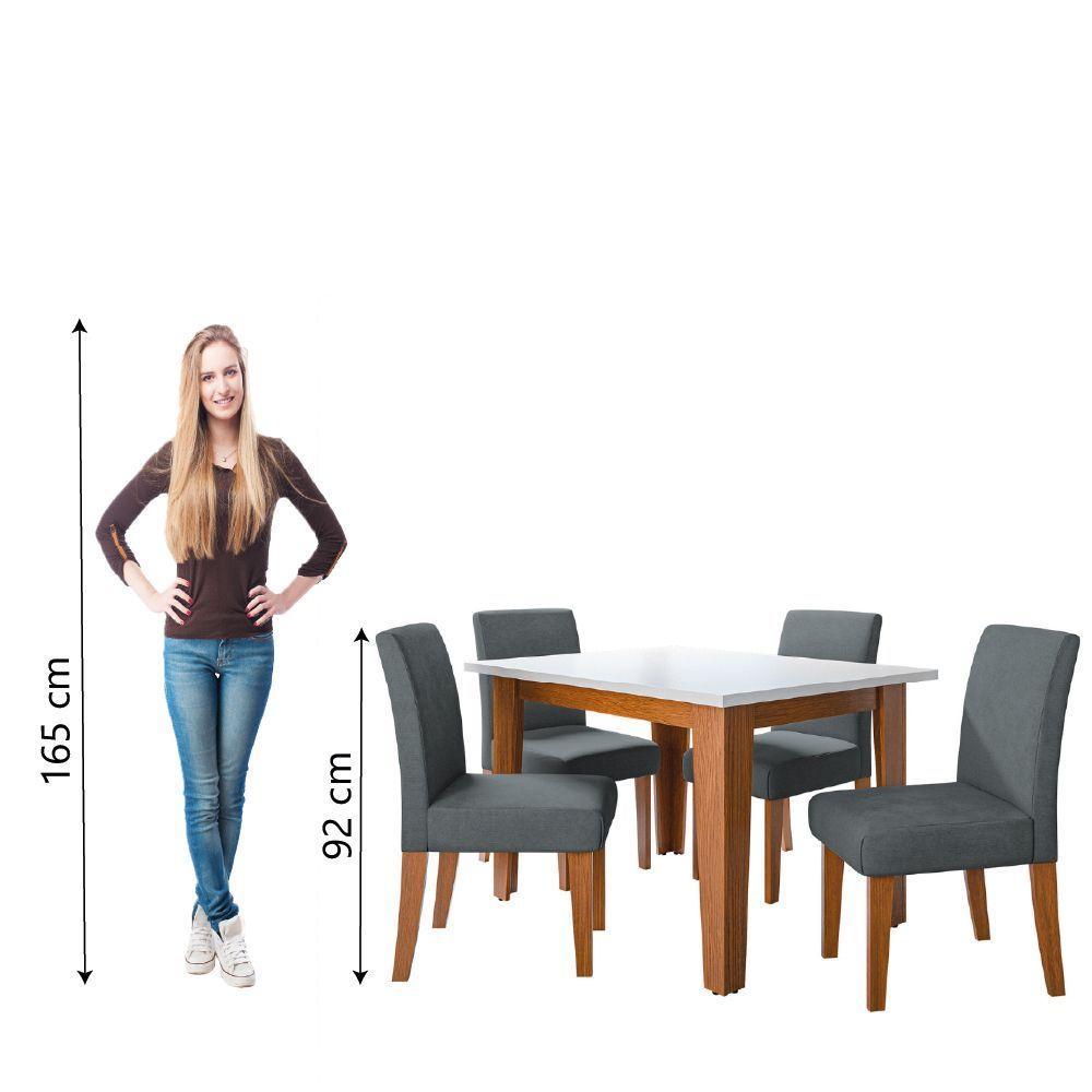 Conjunto Sala De Jantar Mesa Miami 1,20m 4 Cadeiras Trieste Dobuê Madeirado Grafite - 6