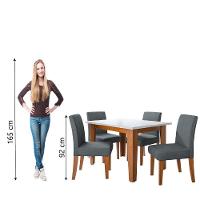 Conjunto Sala De Jantar Mesa Miami 1,20m 4 Cadeiras Trieste Dobuê Madeirado Grafite - 6