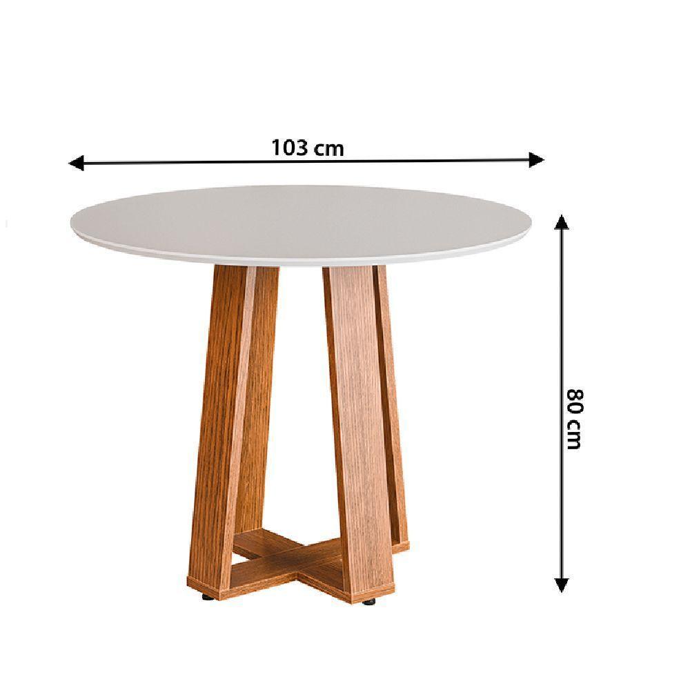 Conjunto Sala De Jantar Mesa Athenas Redonda 4 Cadeiras Santiago Dobuê Madeirado Cinza - 3