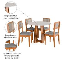 Conjunto Sala De Jantar Mesa Athenas Redonda 4 Cadeiras Santiago Dobuê Madeirado Cinza - 5