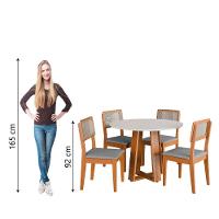 Conjunto Sala De Jantar Mesa Athenas Redonda 4 Cadeiras Santiago Dobuê Madeirado Cinza - 6