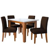 Conjunto Sala De Jantar Mesa Miami 1,20m 4 Cadeiras Trieste Dobuê Madeirado Chocolate - 1