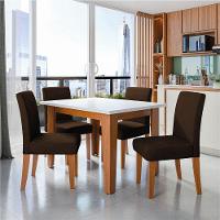 Conjunto Sala De Jantar Mesa Miami 1,20m 4 Cadeiras Trieste Dobuê Madeirado Chocolate - 2