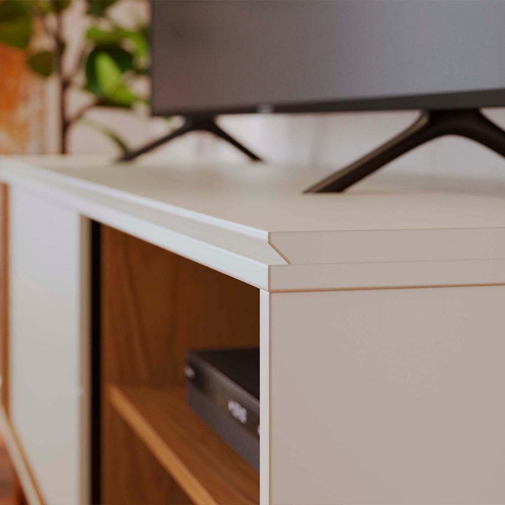 Rack Bancada Otawa Tv Até 60 Polegadas Pés De Madeira Maciça Off White Matte-freijo Off White Matte-freijo - 6