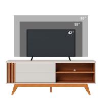 Rack Bancada Otawa Tv Até 60 Polegadas Pés De Madeira Maciça Off White Matte-freijo Off White Matte-freijo - 3