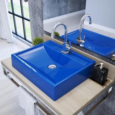 Kit Cuba Rt49 Com Válvula Click 1''b (2,6cm) + Sifão Pvc + Flexível Azul Escuro