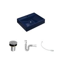 Kit Cuba Rt49 Com Válvula Click 1''b (2,6cm) + Sifão Pvc + Flexível Azul Escuro - 2
