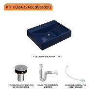 Kit Cuba Rt49 Com Válvula Click 1''b (2,6cm) + Sifão Pvc + Flexível Azul Escuro - 8