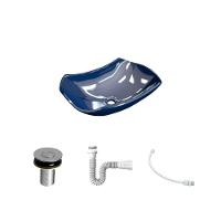 Kit Cuba L42 Com Válvula Click 1''b (2,6cm) + Sifão Pvc + Flexível Azul Escuro - 2