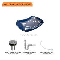 Kit Cuba L42 Com Válvula Click 1''b (2,6cm) + Sifão Pvc + Flexível Azul Escuro - 7