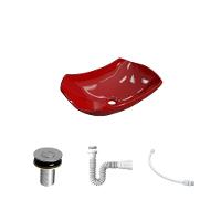 Kit Cuba L42 Com Válvula Click 1''b (2,6cm) + Sifão Pvc + Flexível Vermelho - 2