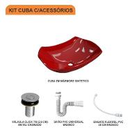 Kit Cuba L42 Com Válvula Click 1''b (2,6cm) + Sifão Pvc + Flexível Vermelho - 3