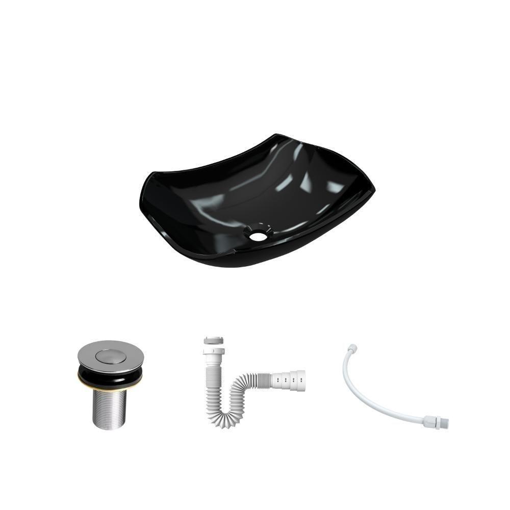 Kit Cuba L42 Com Válvula Click 1''b (2,6cm) + Sifão Pvc + Flexível Preto - 2