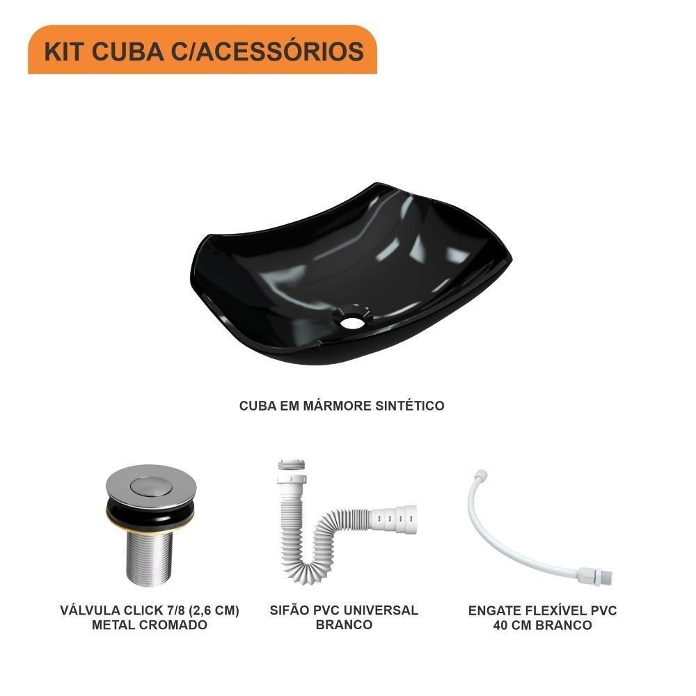 Kit Cuba L42 Com Válvula Click 1''b (2,6cm) + Sifão Pvc + Flexível Preto - 3