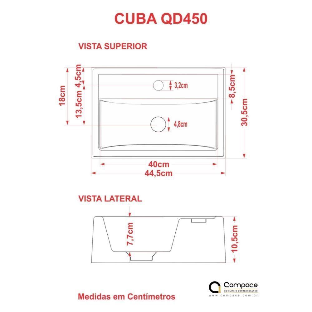 Kit Cuba Q45 Com Torneira 1198 Metal + Válvula 1'' (2,6cm) + Sifão Cromado + Flexível Azul Turquesa - 6