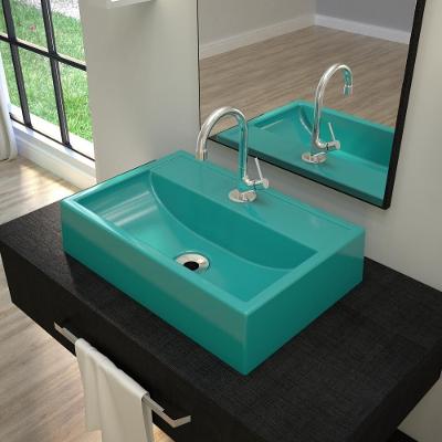 Kit Cuba Q45 Com Torneira 1198 Metal + Válvula 1'' (2,6cm) + Sifão Cromado + Flexível Azul Turquesa