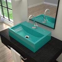 Kit Cuba Q45 Com Torneira 1198 Metal + Válvula 1'' (2,6cm) + Sifão Cromado + Flexível Azul Turquesa - 1