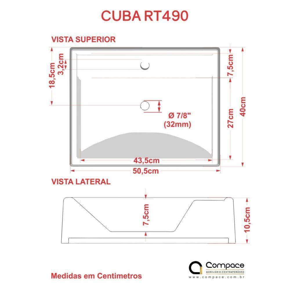 Kit Cuba Rt49 Com Válvula Click 1''g + Sifão Cromado + Flexível Rosa - 7