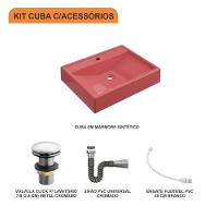 Kit Cuba Rt49 Com Válvula Click 1''g + Sifão Cromado + Flexível Rosa - 3