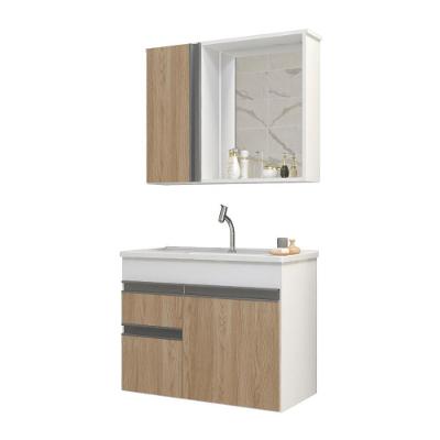 Gabinete Armario Para Banheiro Firenze Com Espelheira E Cuba Branco/areal