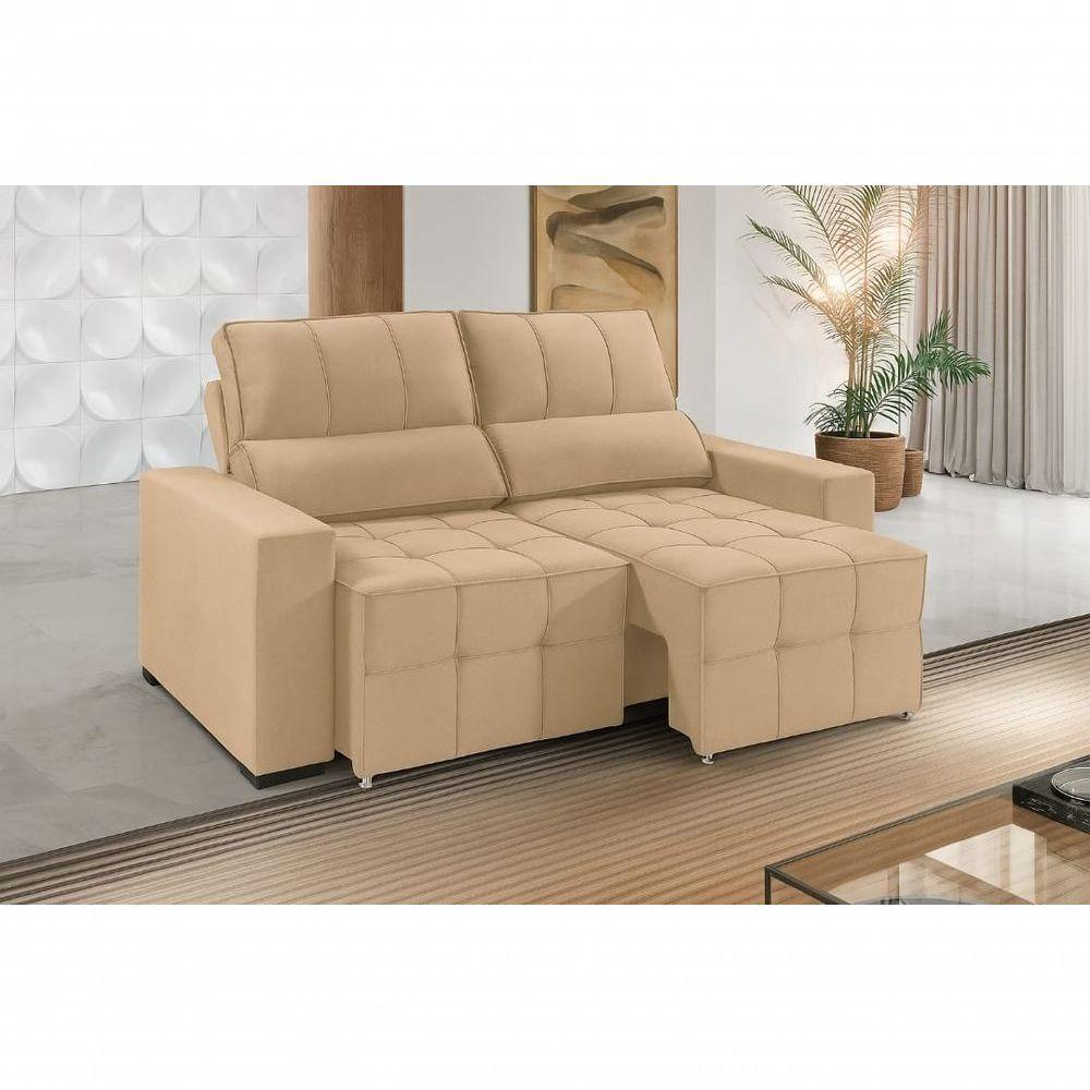 Sofá 2 Lugares Arizona Retrátil E Reclinável 1,50m Suede Bege - 2