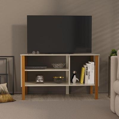 Rack Para TV Até 40 Polegadas 3 Prateleiras Fit 90cm Vianossa Off White E Cedro