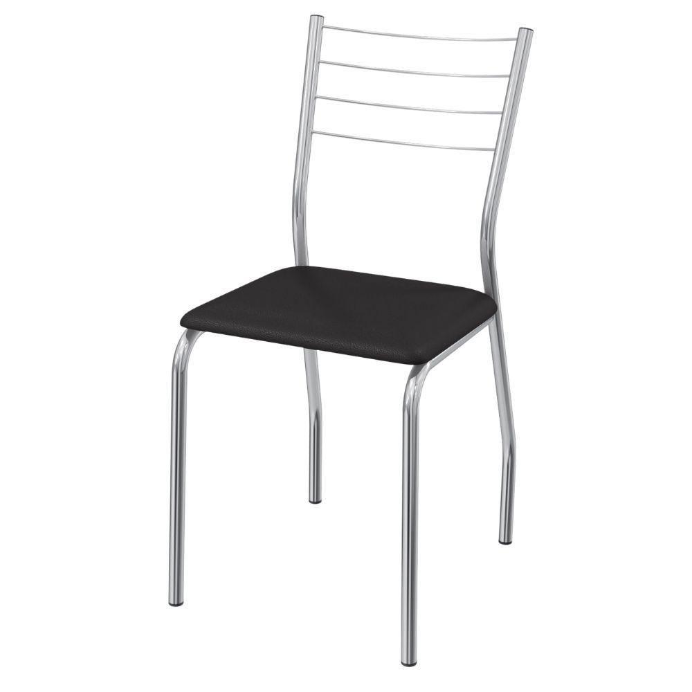 Kit 2 Cadeiras Cromada Sala Jantar 2C140CR Corino Kappesberg Preto - 5