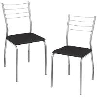 Kit 2 Cadeiras Cromada Sala Jantar 2C140CR Corino Kappesberg Preto - 1