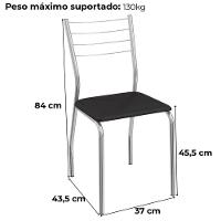 Kit 2 Cadeiras Cromada Sala Jantar 2C140CR Corino Kappesberg Preto - 3