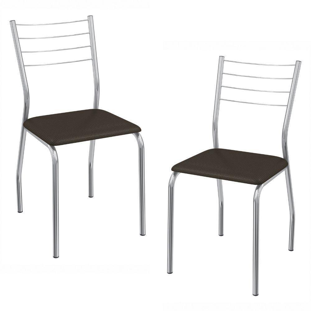 Kit 2 Cadeiras Cromada Sala Jantar 2C140CR Corino Kappesberg Marrom - 1