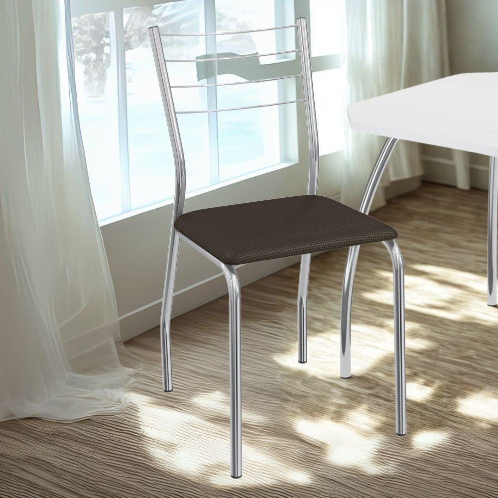 Kit 2 Cadeiras Cromada Sala Jantar 2C140CR Corino Kappesberg Marrom - 2