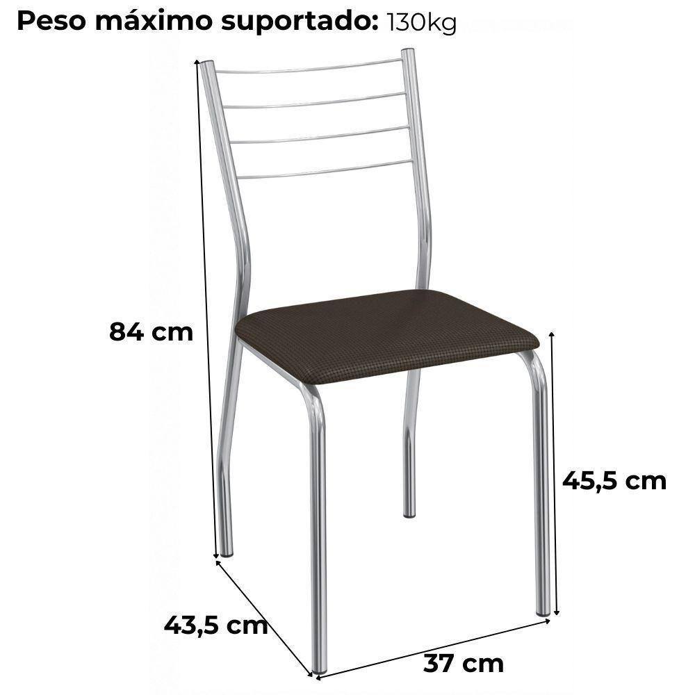 Kit 2 Cadeiras Cromada Sala Jantar 2C140CR Corino Kappesberg Marrom - 3