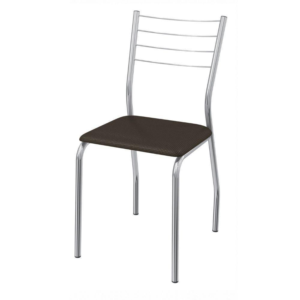 Kit 2 Cadeiras Cromada Sala Jantar 2C140CR Corino Kappesberg Marrom - 5