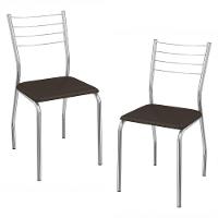 Kit 2 Cadeiras Cromada Sala Jantar 2C140CR Corino Kappesberg Marrom - 1