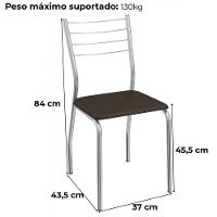 Kit 2 Cadeiras Cromada Sala Jantar 2C140CR Corino Kappesberg Marrom - 3