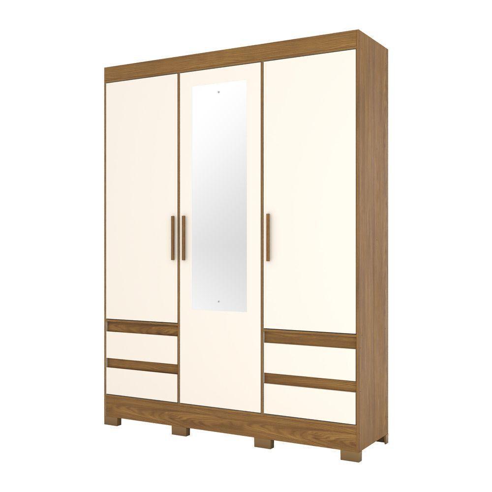 Guarda Roupa Henn Briz 3 Portas 4 Gavetas Nature Off White - 2