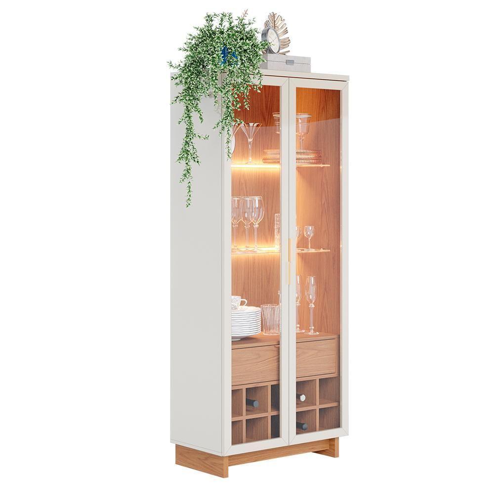 Cristaleira 2 Portas 1 Gaveta Guanabara 176x72 Cm Colibri Off White Freijo - 1