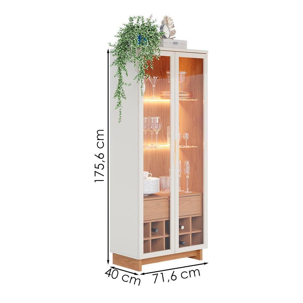 Cristaleira 2 Portas 1 Gaveta Guanabara 176x72 Cm Colibri Off White Freijo - 2