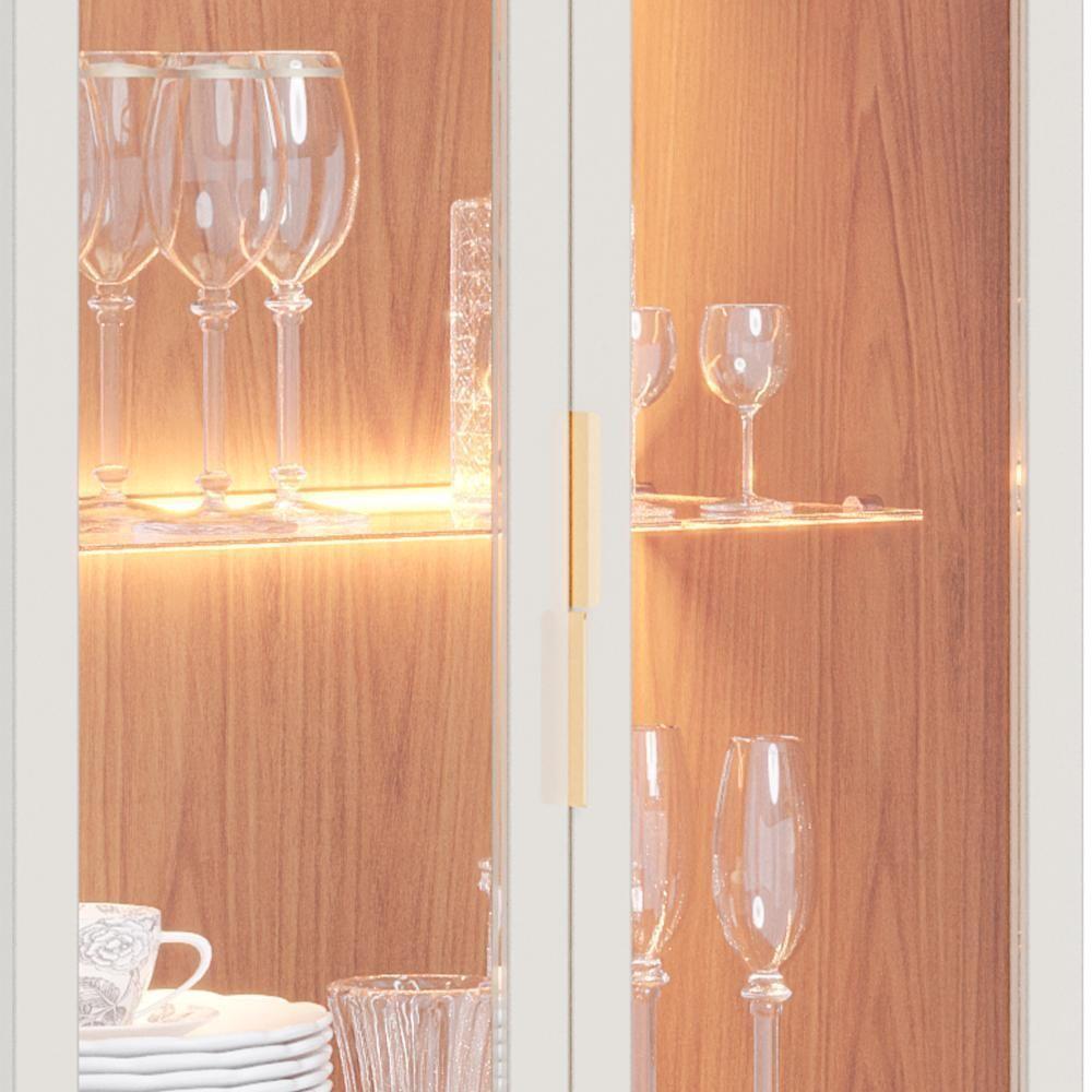 Cristaleira 2 Portas 1 Gaveta Guanabara 176x72 Cm Colibri Off White Freijo - 8