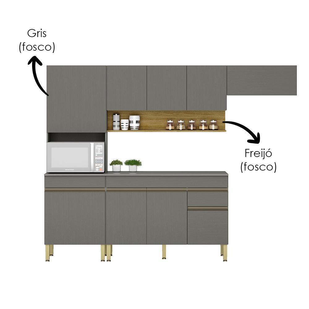 Cozinha Modulada 4 Pecas Balcao Com Tampo Line Ktp Gris Cp Freijo - 5