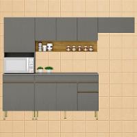 Cozinha Modulada 4 Pecas Balcao Com Tampo Line Ktp Gris Cp Freijo - 2