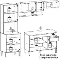Cozinha Modulada 4 Pecas Balcao Com Tampo Line Ktp Gris Cp Freijo
