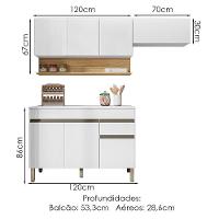 Cozinha Modulada 3 Pecas Balcao Com Tampo Line Ktp Supremo Cp Freijo - 3