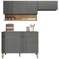 Cozinha Modulada 3 Pecas Balcao Com Tampo Line Ktp Gris Cp Freijo - 1