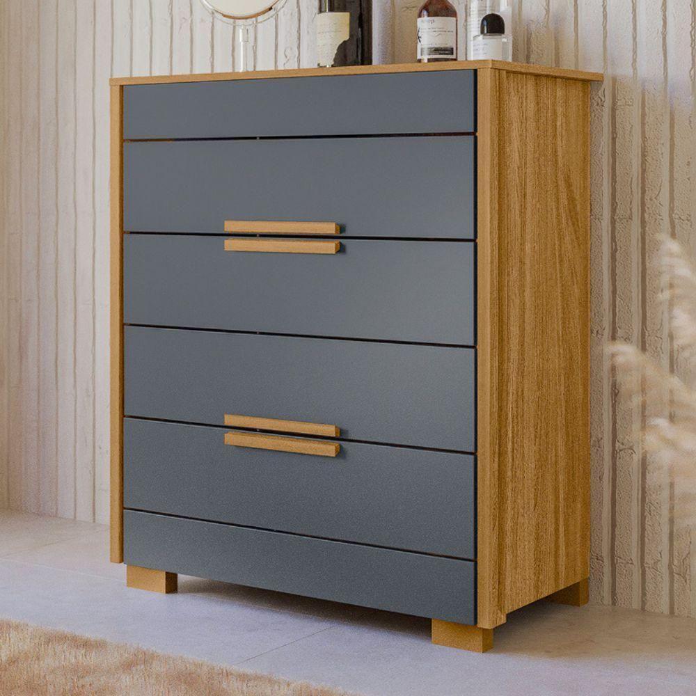 Comoda 4 Gavetas Dhara 86 Cm Moval Freijo Cinza - 2