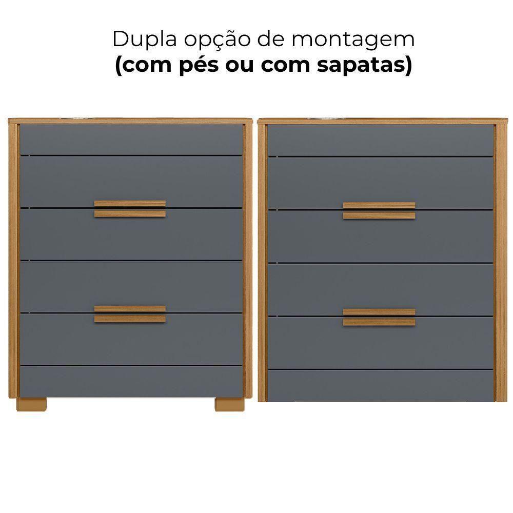 Comoda 4 Gavetas Dhara 86 Cm Moval Freijo Cinza - 4