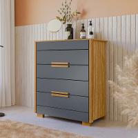 Comoda 4 Gavetas Dhara 86 Cm Moval Freijo Cinza - 7